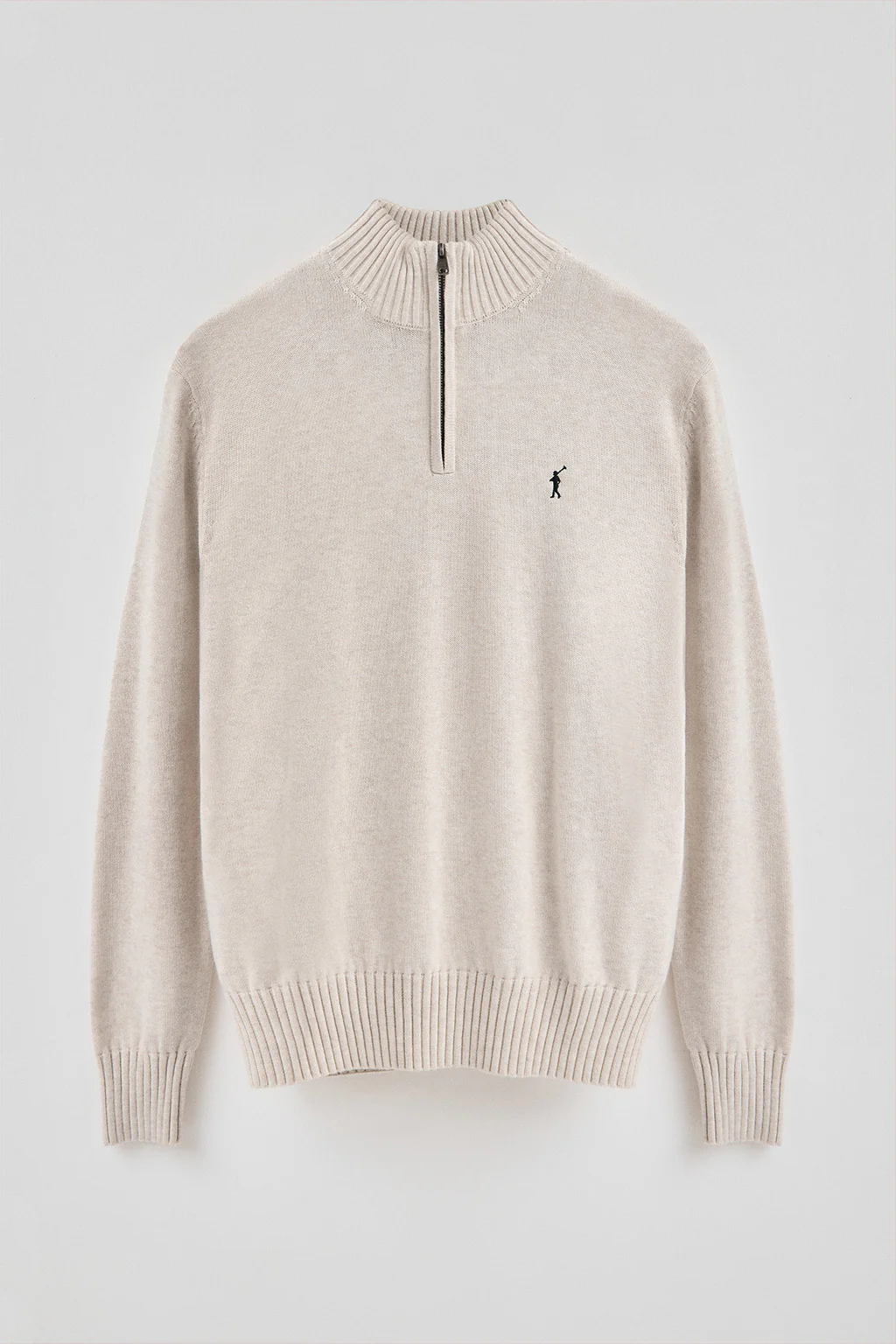 Nude-marl half-zip wool-blend jumper with Rigby Go embroidery - Image 5