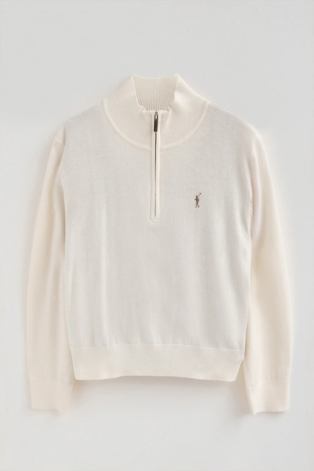 Nude wool-blend jumper with half-zip neck and Rigby Go embroidery - Image 5