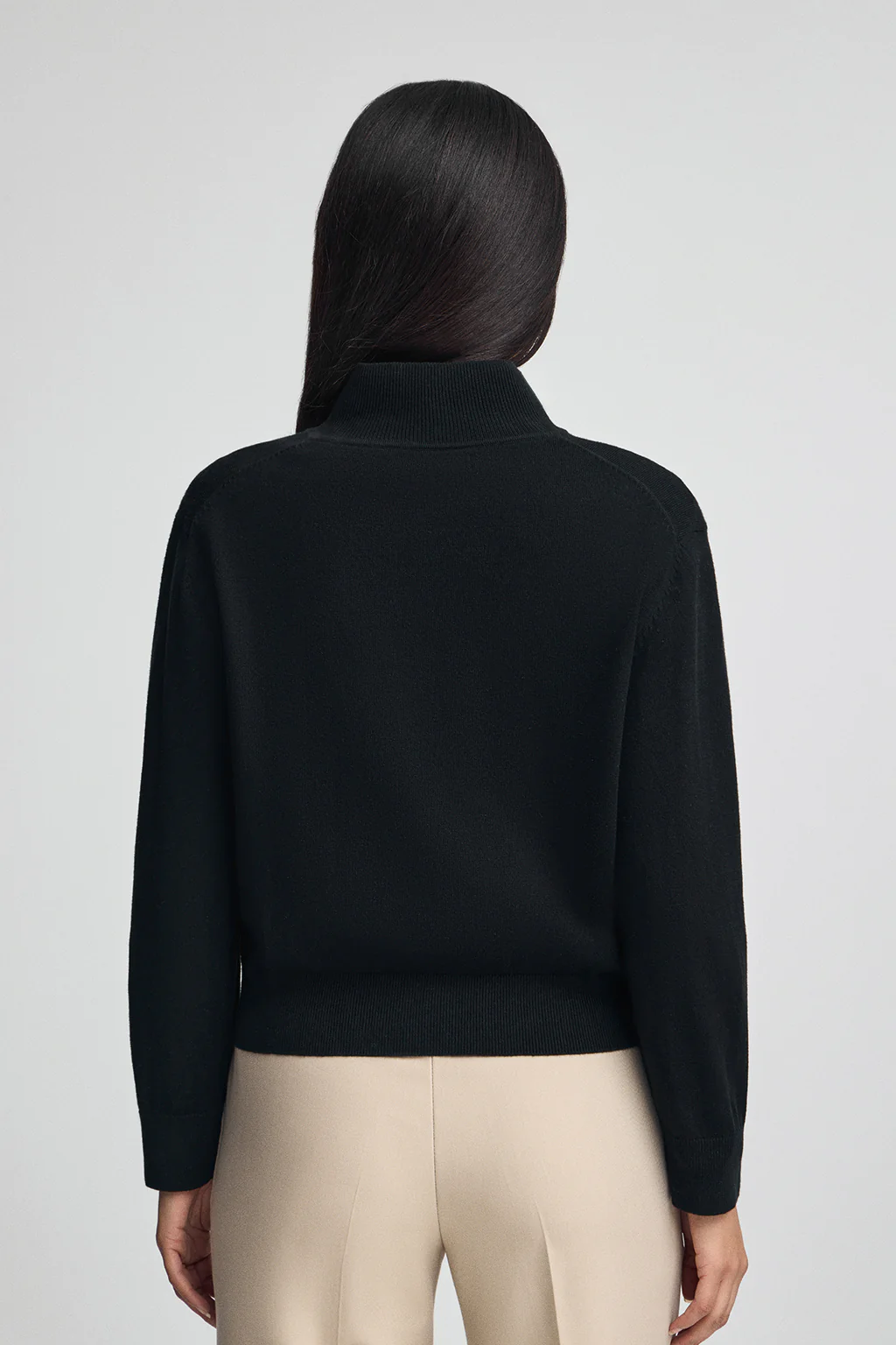 Black wool-blend jumper with half-zip neck and Rigby Go embroidery - Image 5