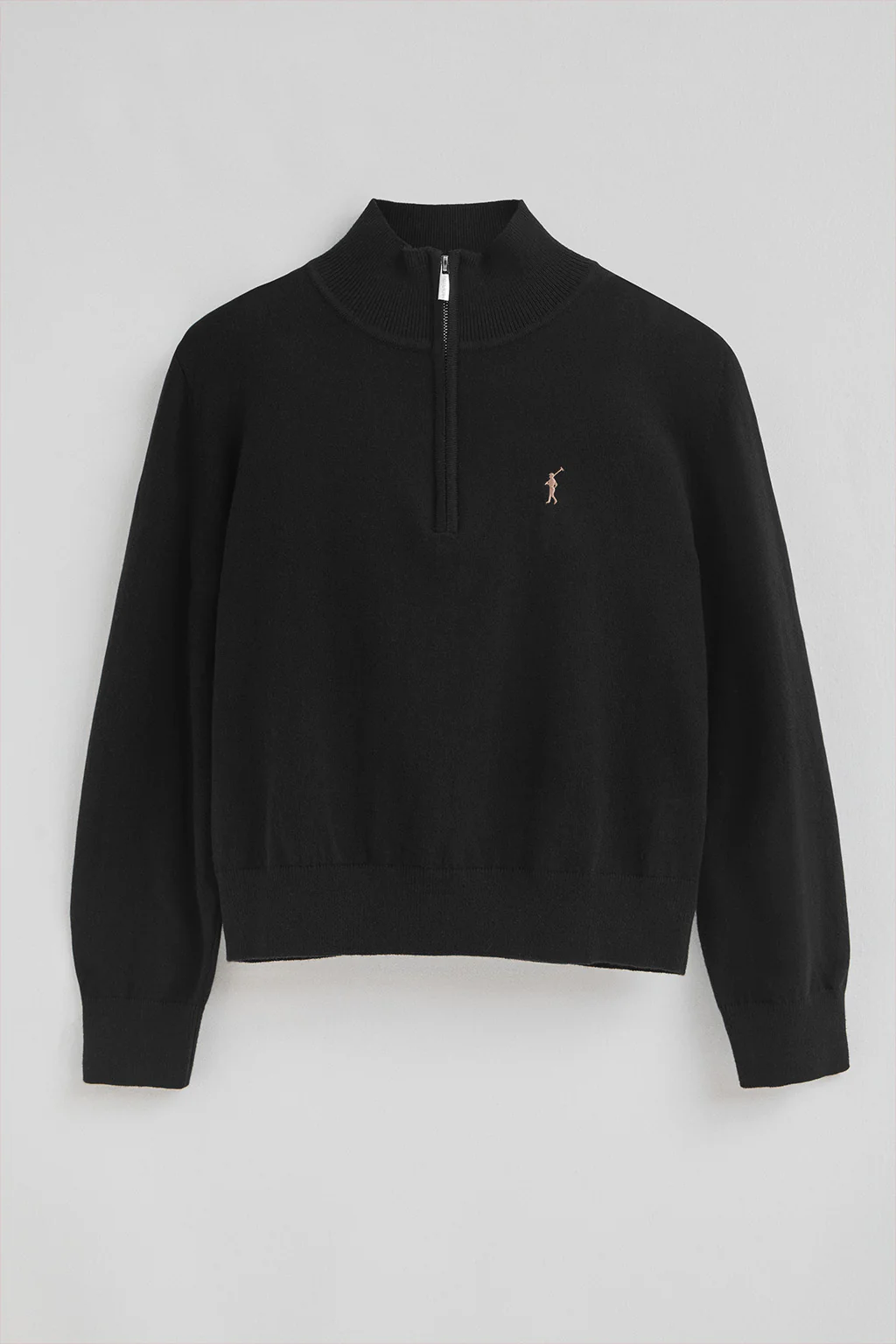 Black wool-blend jumper with half-zip neck and Rigby Go embroidery - Image 6