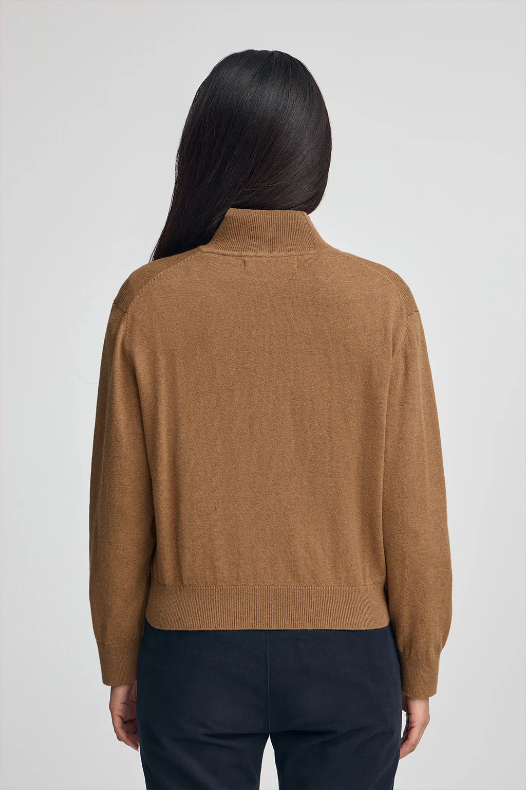 Camel-marl wool-blend jumper with half-zip neck and Rigby Go embroidery - Image 4