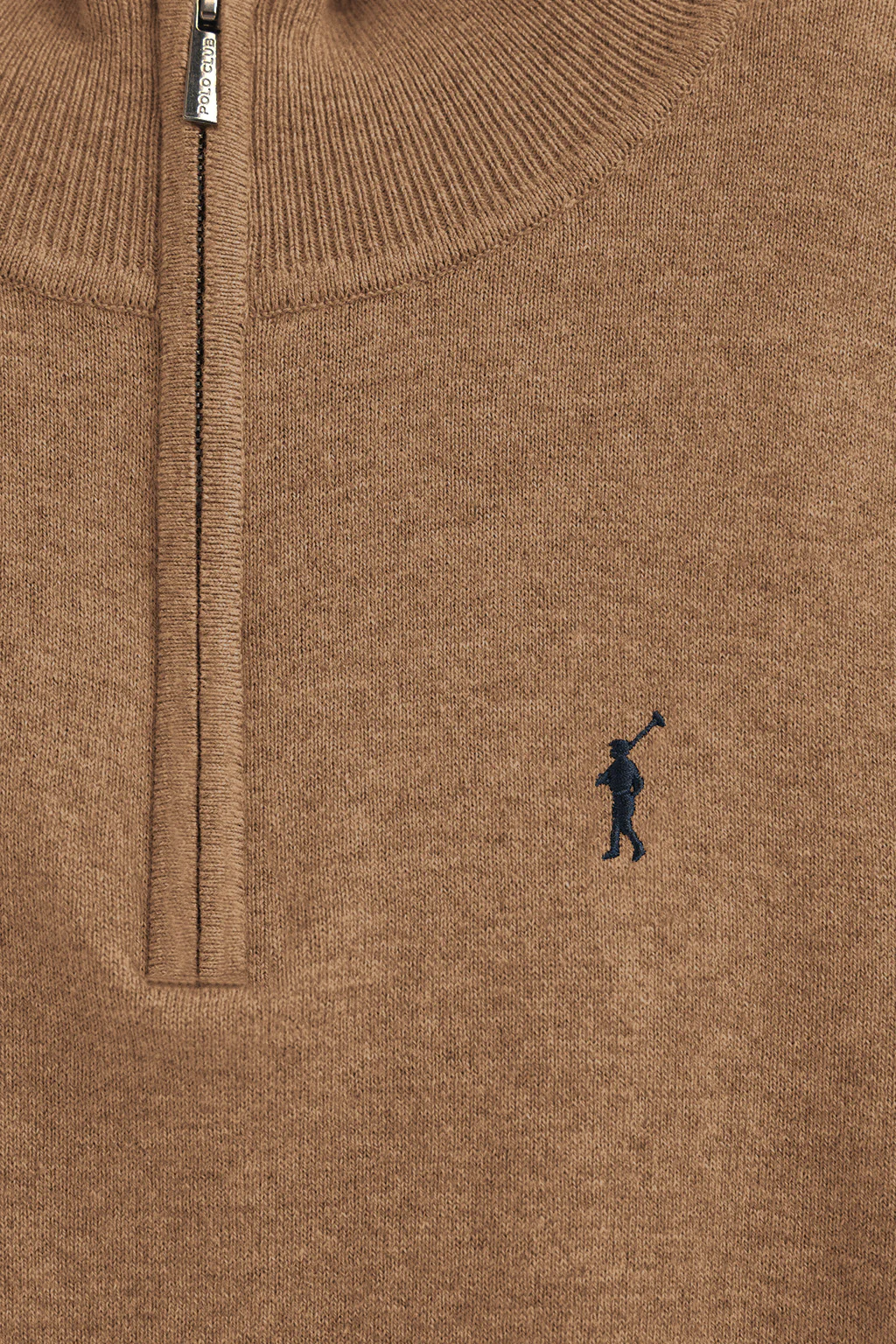 Camel-marl wool-blend jumper with half-zip neck and Rigby Go embroidery - Image 6