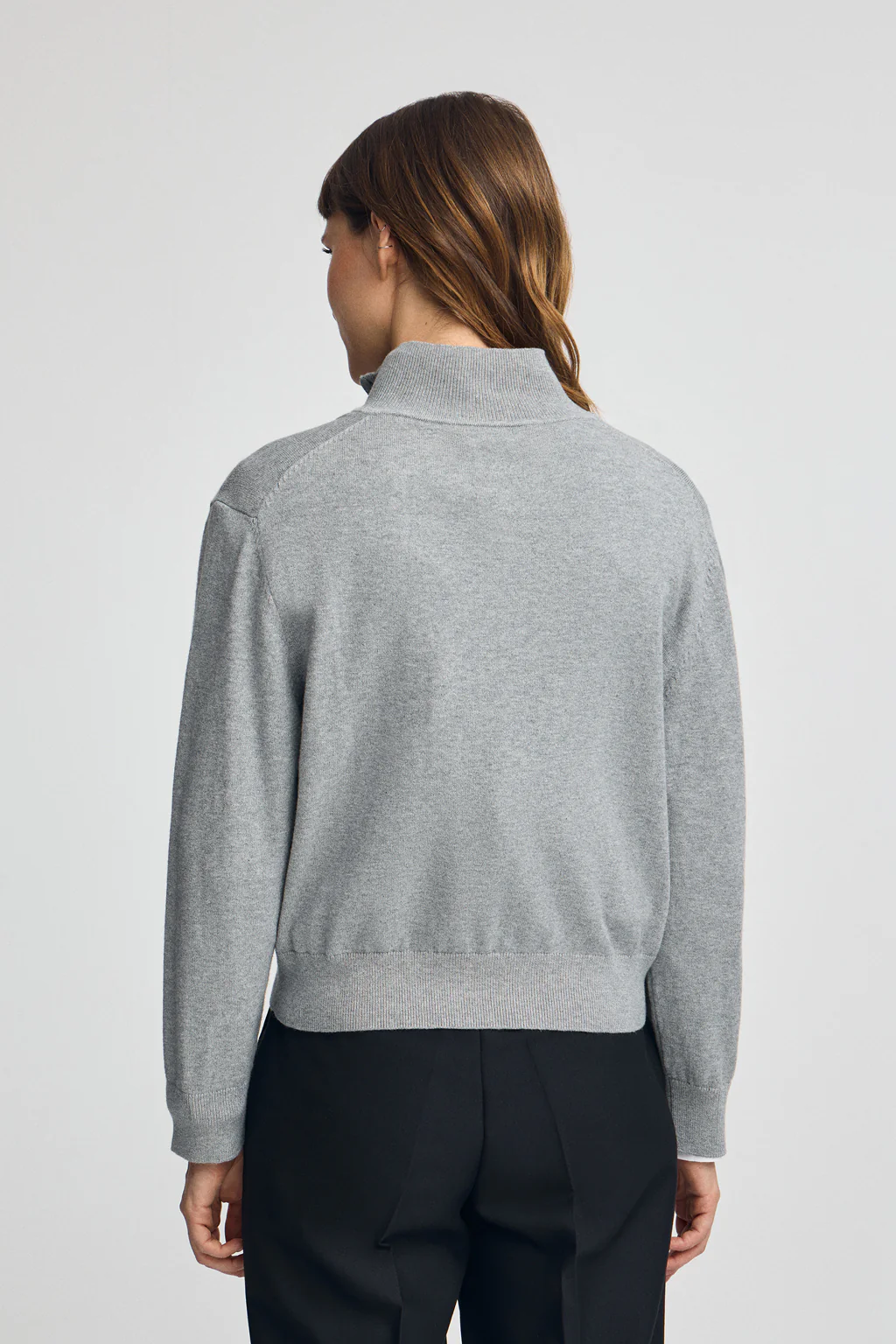 Grey-marl wool-blend jumper with half-zip neck and Rigby Go embroidery - Image 4