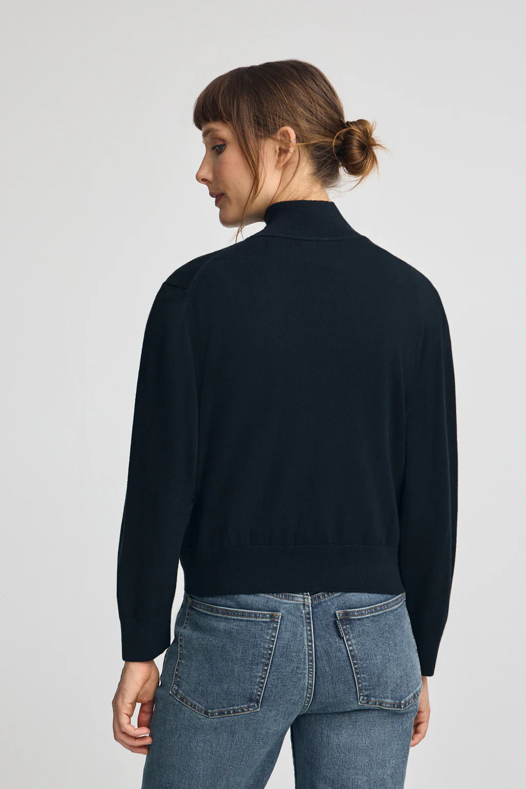 Navy-blue wool-blend jumper with half-zip neck and Rigby Go embroidery - Image 4