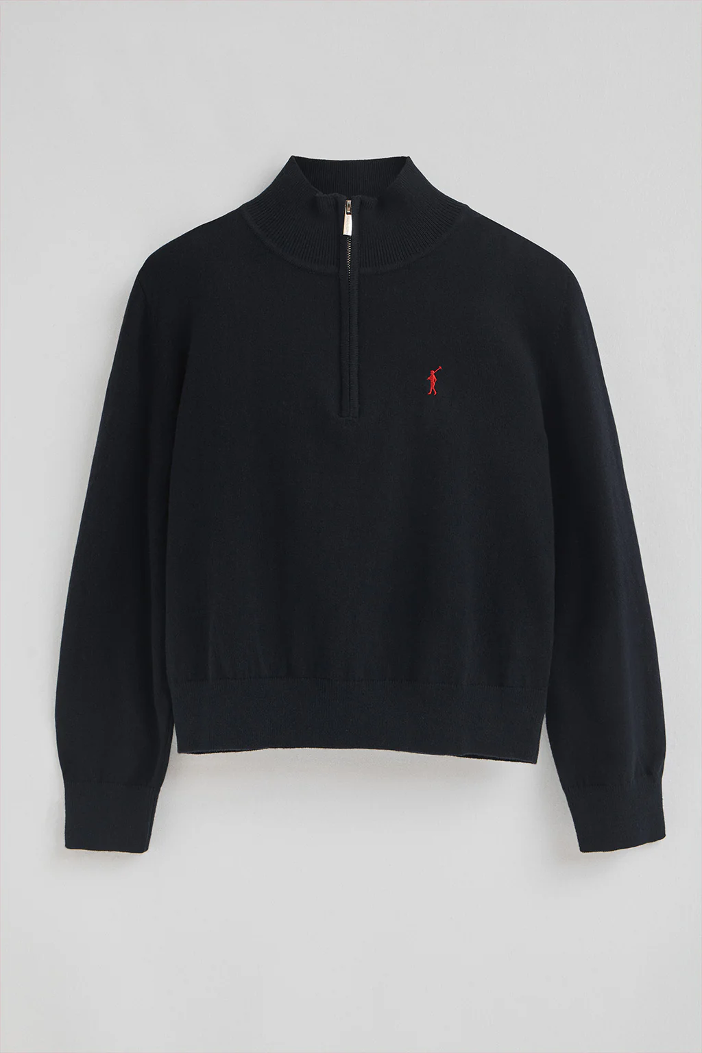 Navy-blue wool-blend jumper with half-zip neck and Rigby Go embroidery - Image 7