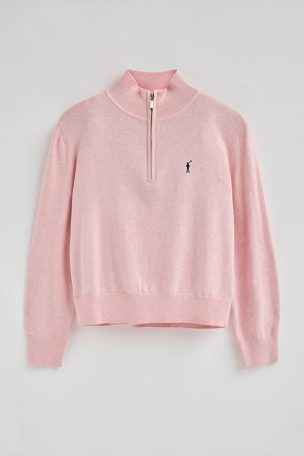 Pink-marl wool-blend jumper with half-zip neck and Rigby Go embroidery - Image 5