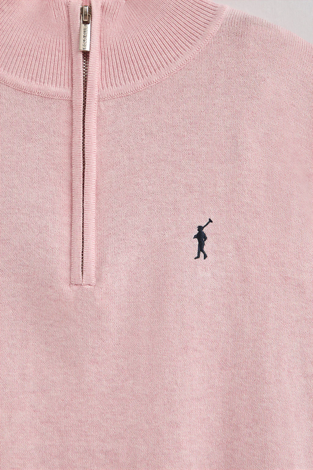Pink-marl wool-blend jumper with half-zip neck and Rigby Go embroidery - Image 6