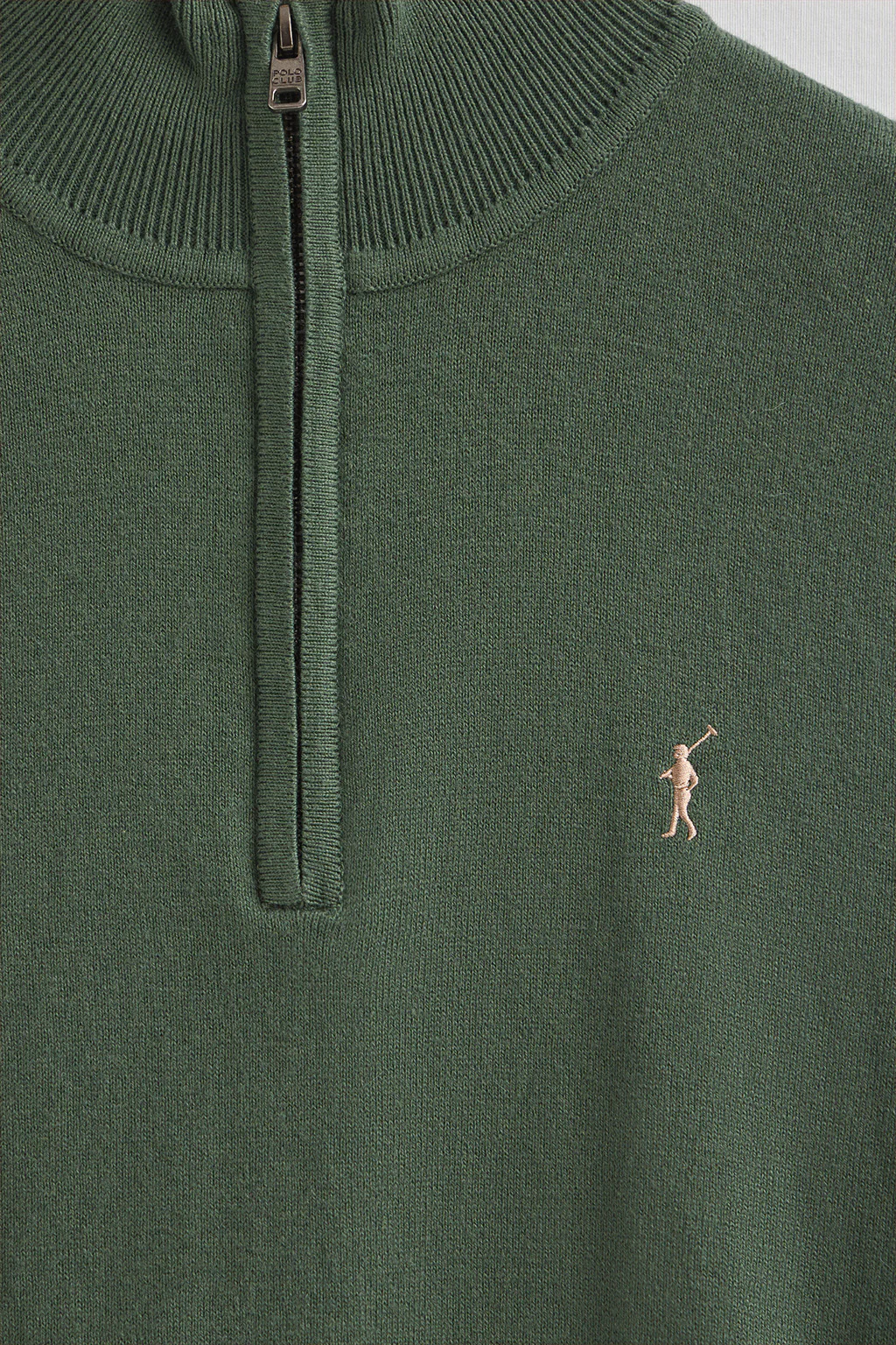 Mud-green half-zip wool-blend jumper with Rigby Go embroidery - Image 6