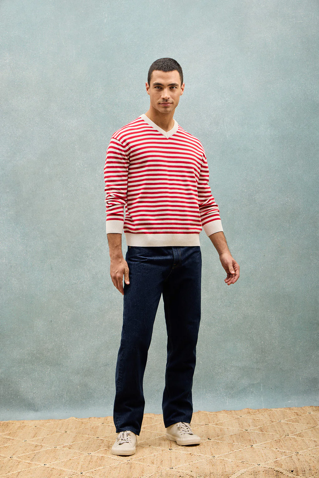 Red knit jumper Seagull with nautical patch - Image 10