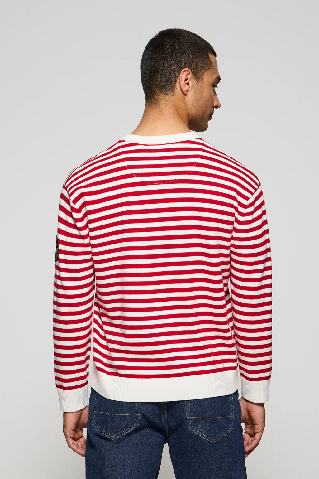 Red knit jumper Seagull with nautical patch - Image 2