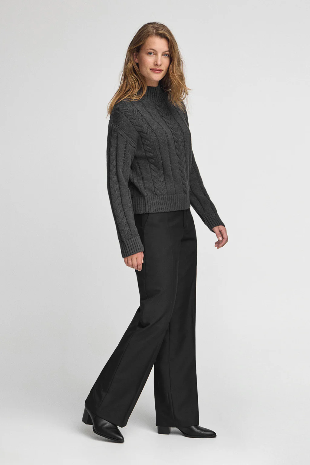Dark-grey-marl chunky-knit jumper Serena - Image 4