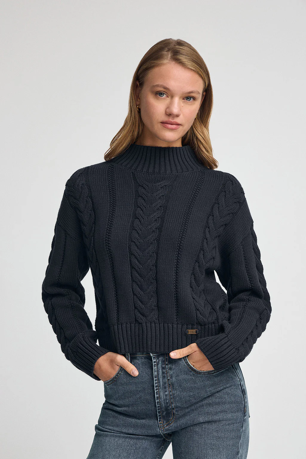 Navy-blue chunky-knit jumper Serena