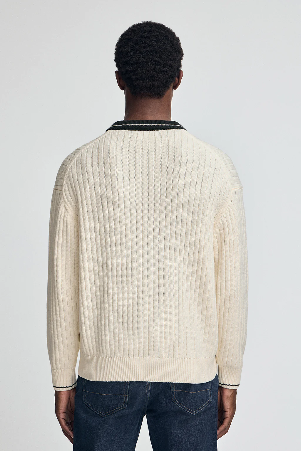 Polo-collar jumper in nude and navy blue with Polo Club nautical patch - Image 5
