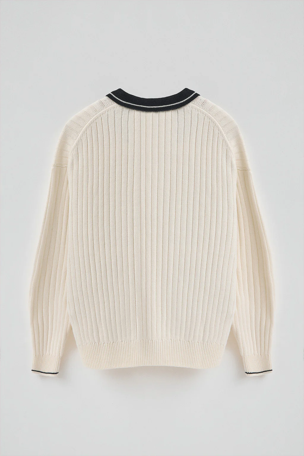 Polo-collar jumper in nude and navy blue with Polo Club nautical patch - Image 8