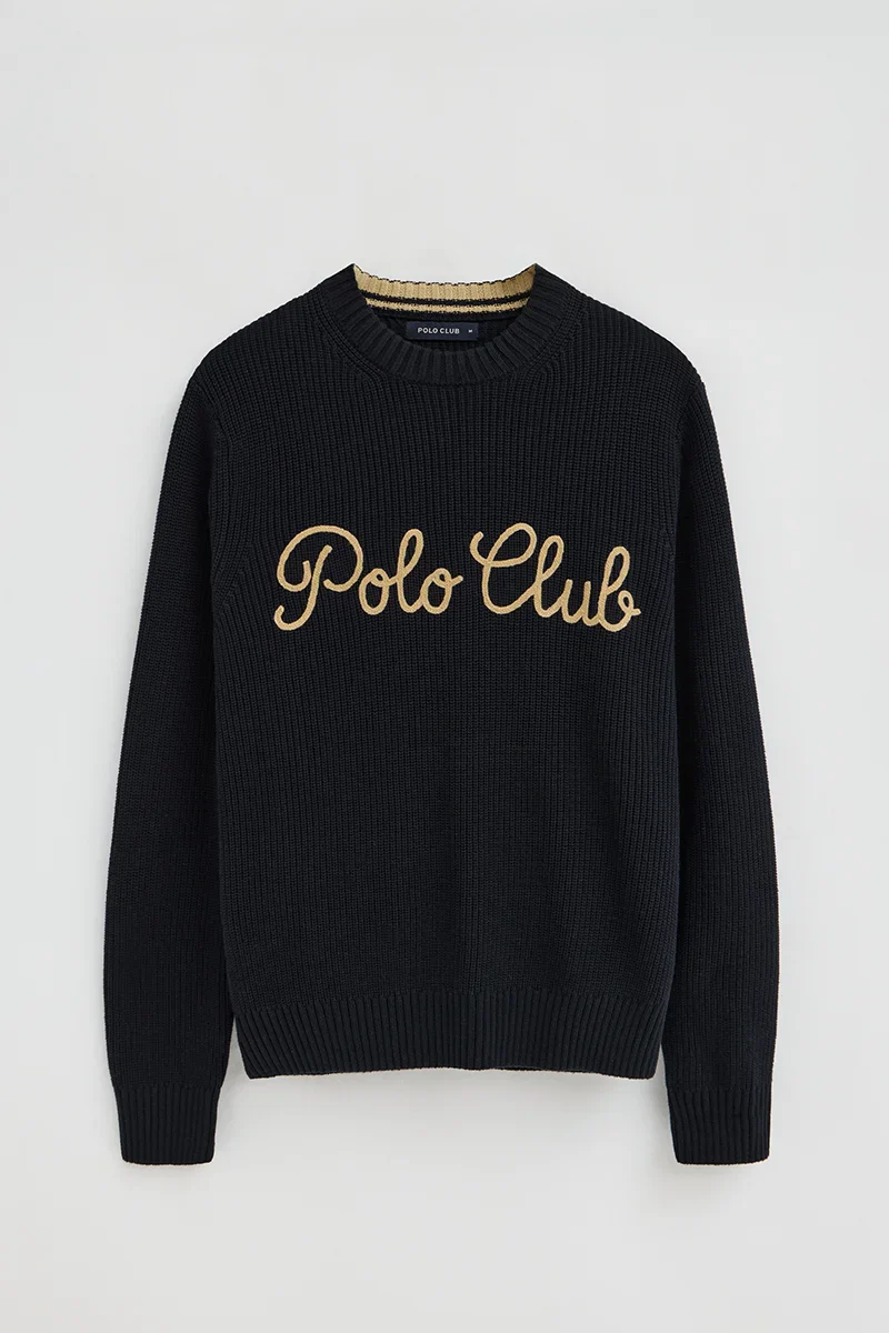 Navy-blue relaxed-fit jumper with Polo Club graphic design - Image 11