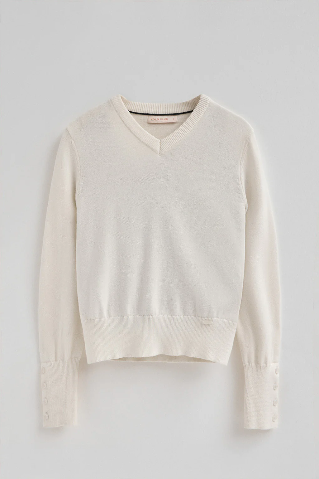Nude wool-blend jumper with buttoned cuffs and Polo Club pearly button - Image 10