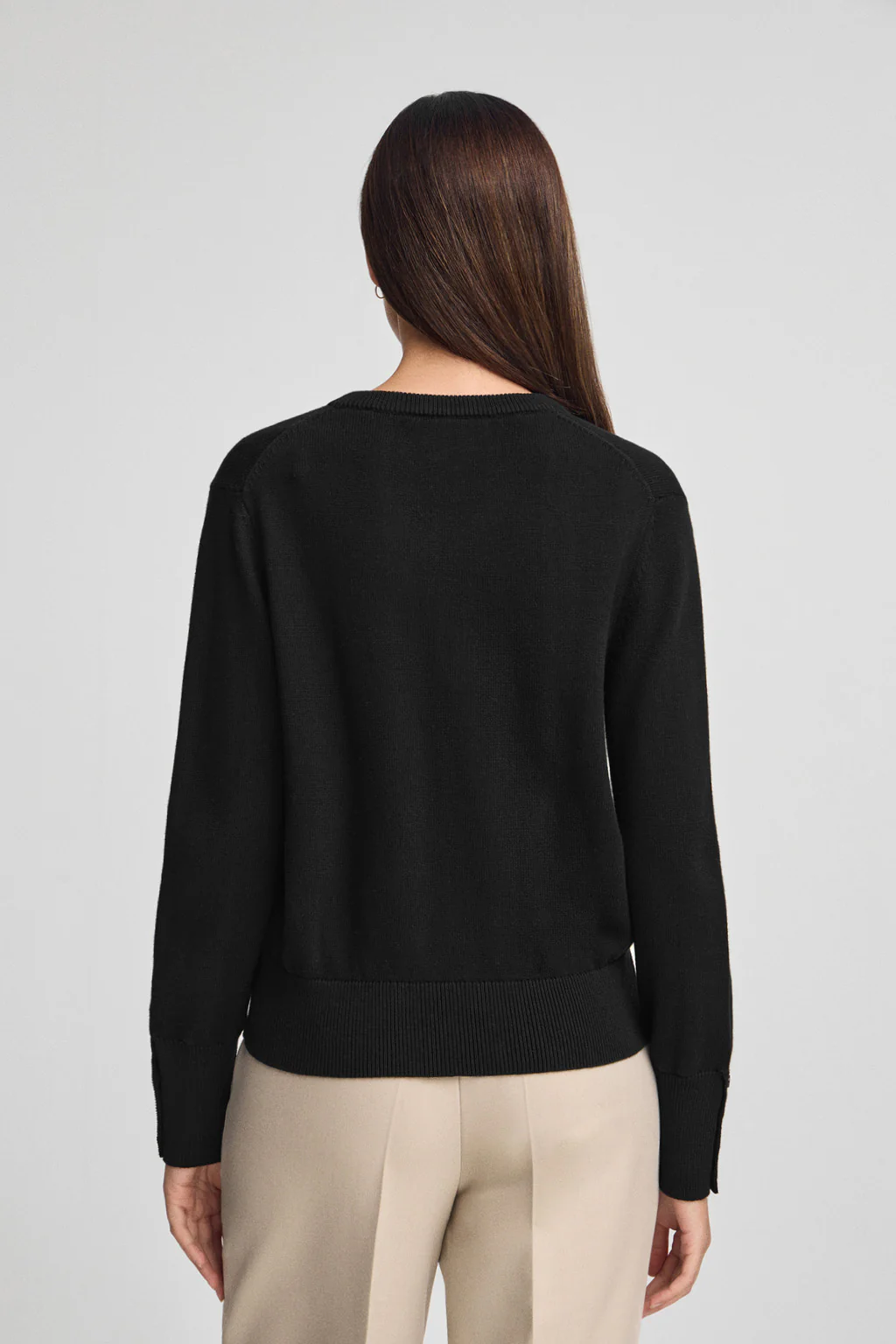 Black wool-blend jumper with buttoned cuffs and Polo Club pearly button - Image 5