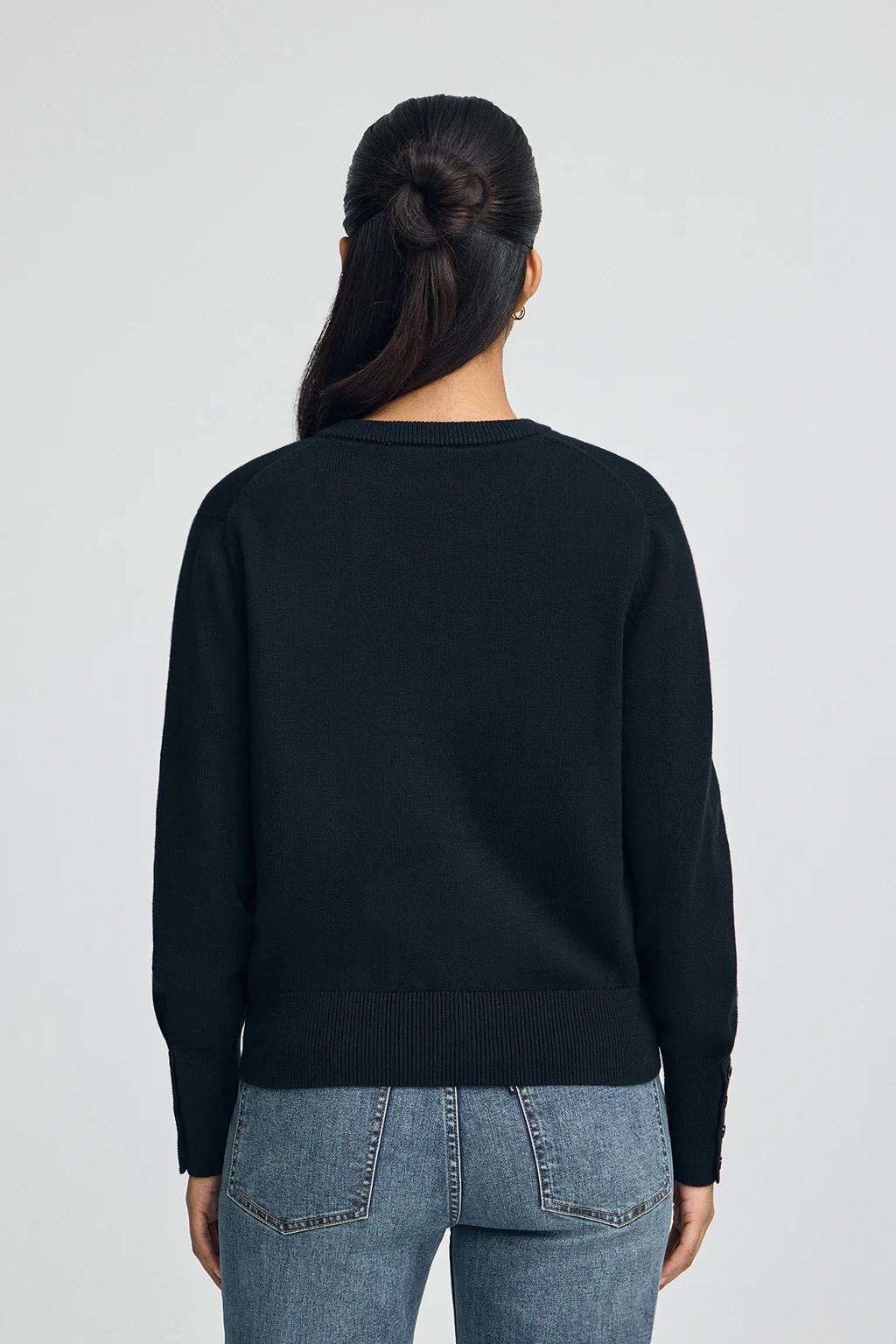 Navy-blue wool-blend jumper with buttoned cuffs and Polo Club pearly button - Image 5