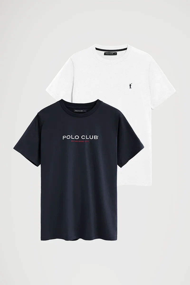 Men’s 2-pack T-shirts in white and navy blue with our iconic Polo Club logos