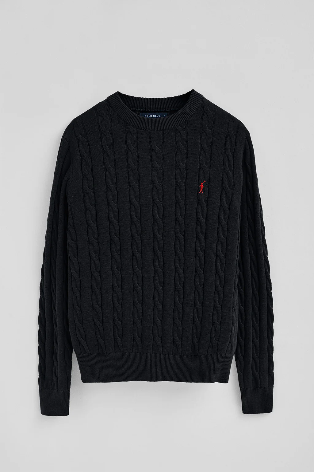 Men’s cable-knit cotton 2-pack jumpers in navy and black with Rigby Go embroidery - Image 2