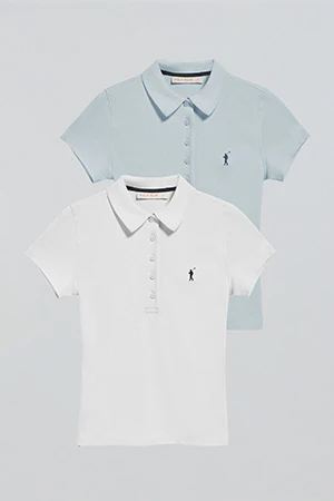 Polo shirt with Rigby Go logo 2 women's pack (light blue and white) - Image 7