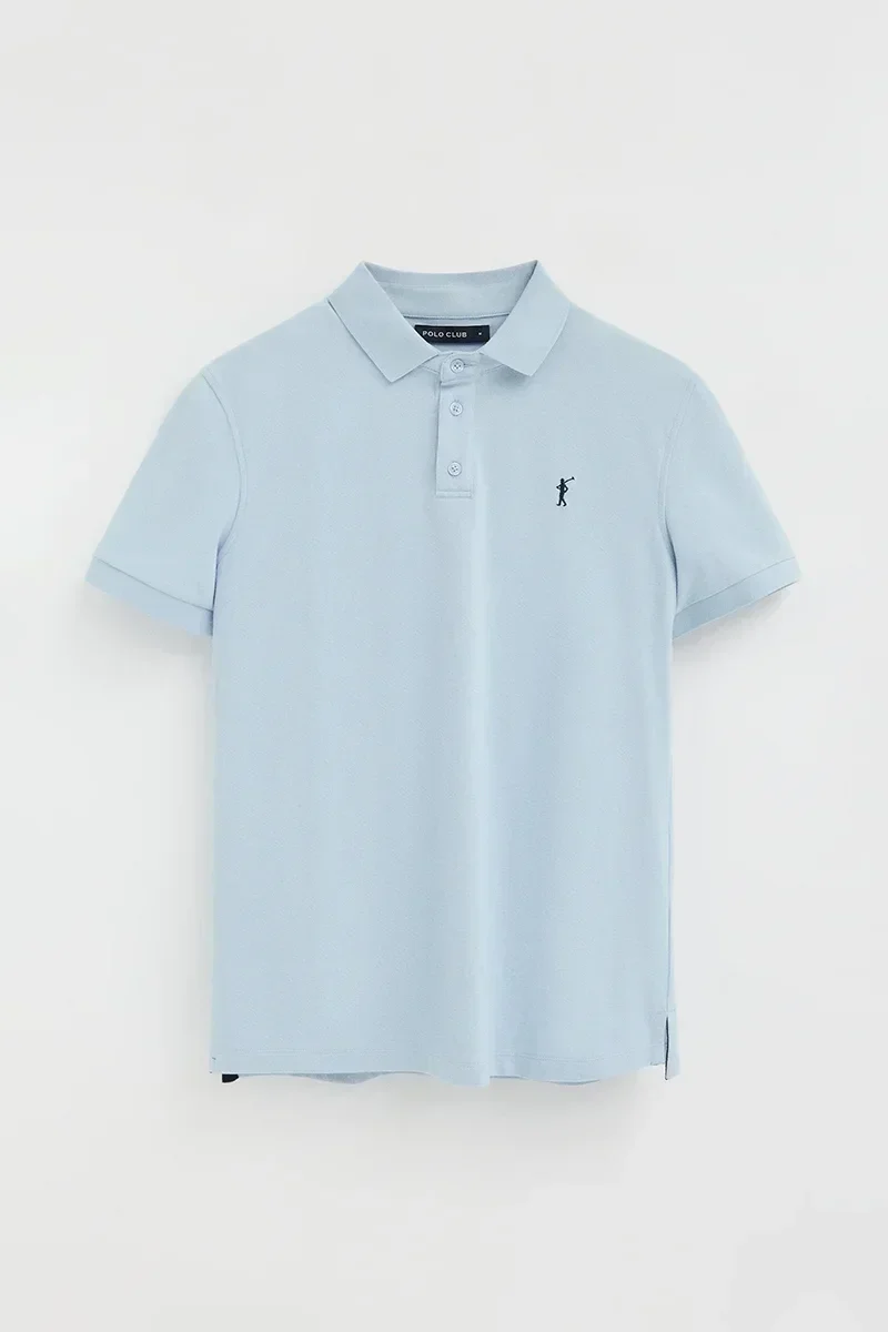 Men’s 2-pack polo shirts in navy blue and light blue with slim fit and Rigby Go embroidery - Image 2