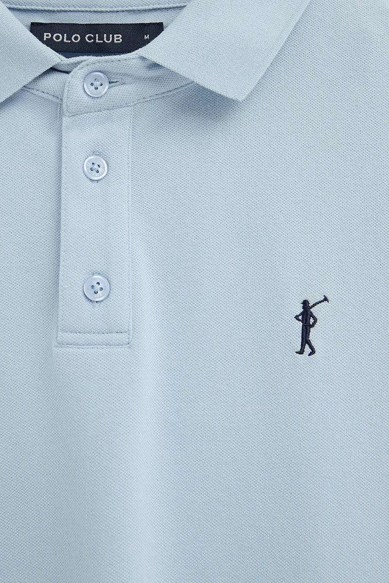 Men’s 2-pack polo shirts in navy blue and light blue with slim fit and Rigby Go embroidery - Image 3