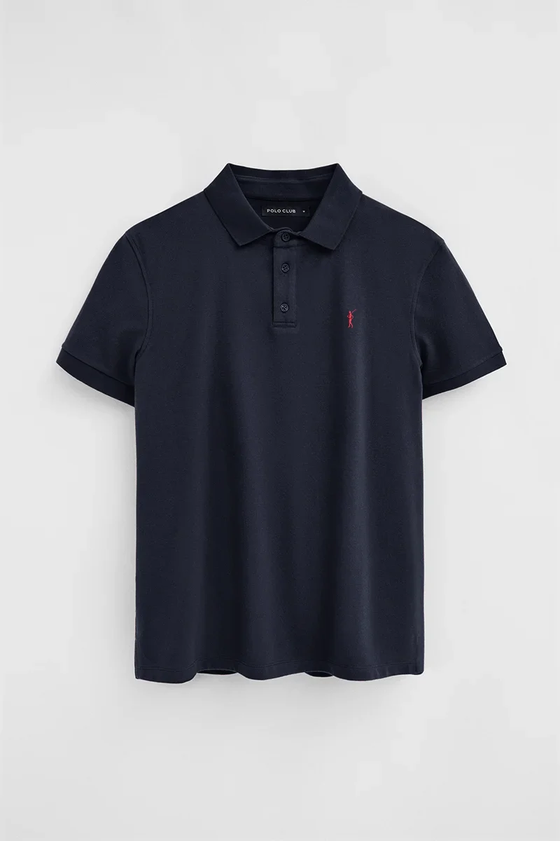 Men’s 2-pack polo shirts in navy blue and light blue with slim fit and Rigby Go embroidery - Image 5