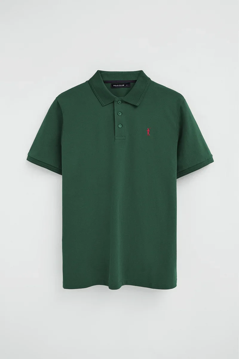 Men’s 2-pack polo shirts in indigo blue and bottle green with short sleeves and Rigby Go embroidery - Image 2