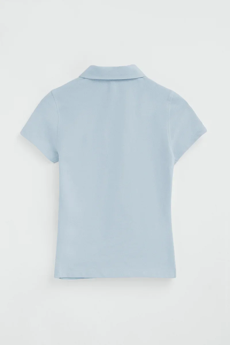 Women’s 2-pack polo shirts in light blue and white with short sleeves, slim fit and Rigby Go embroidery - Image 7