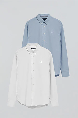 Regular-fit shirt with Rigby Go logo 2 pack (sky blue and white) - Image 7