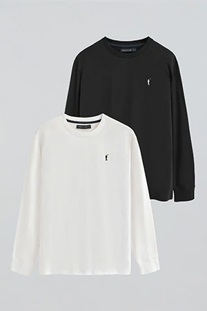 Men’s 2-pack long-sleeve T-shirts in white and black with Rigby Go embroidery - Image 8
