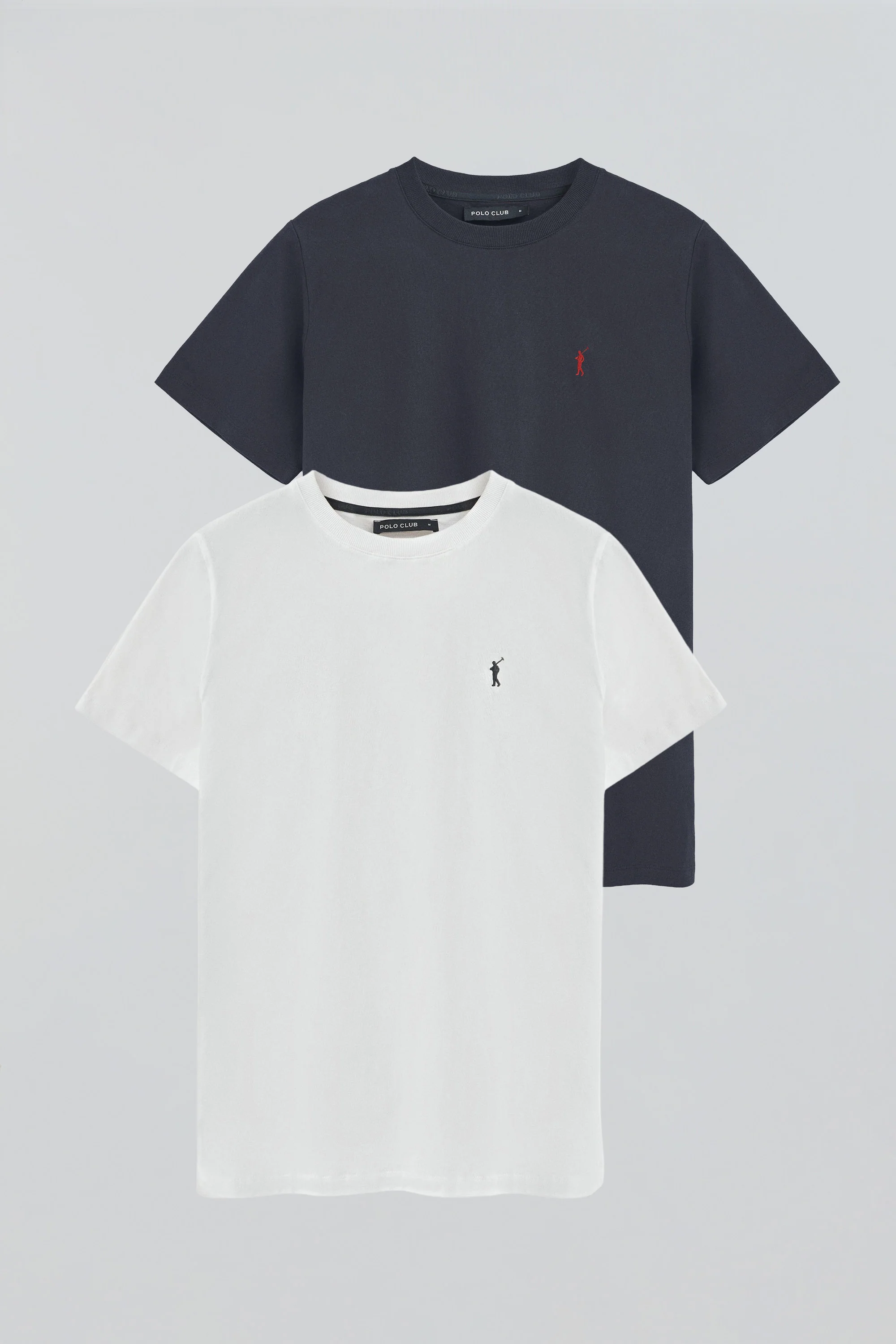 Men’s 2-pack round-neck T-shirts in navy blue and white with Rigby Go embroidery - Image 9