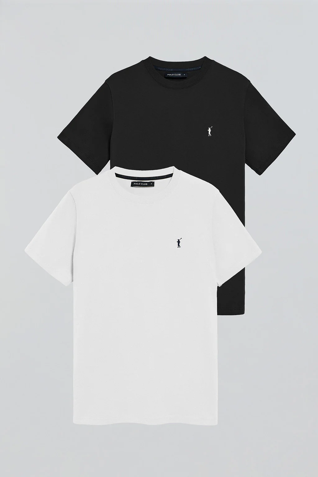 Round-neck T-shirt with Rigby Go embroidered logo 2 pack (black and white)