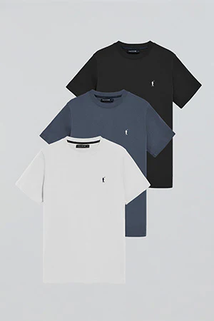 Short-sleeve T-shirt with Rigby Go logo 3 pack (black, denim blue and white) - Image 18