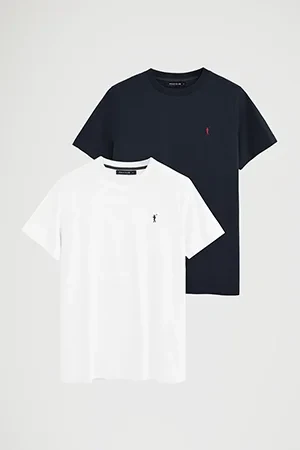Men’s 2-pack T-shirts in navy blue and white with short sleeves and Rigby Go embroidery - Image 8