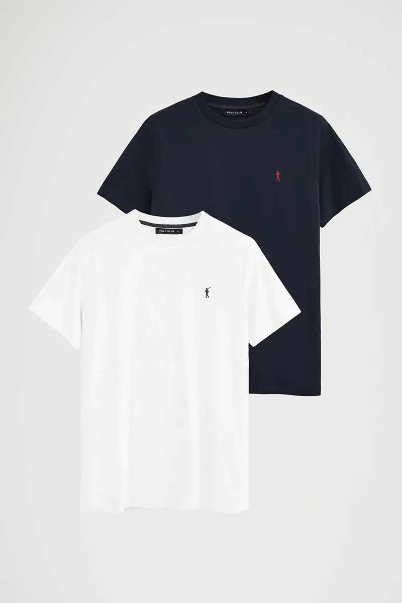 Men’s 2-pack T-shirts in navy blue and white with short sleeves and Rigby Go embroidery - Image 9