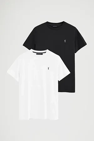 Men’s 2-pack T-shirts in black and white with short sleeves and Rigby Go embroidery - Image 8