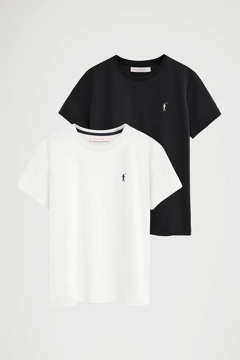 Women’s 2-pack T-shirts in black and white with short sleeves, round neck and Rigby Go embroidery - Image 8