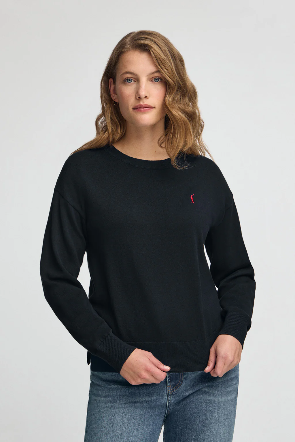 Women’s 2-pack knit jumpers in navy and light brown with round neck and Rigby Go embroidery - Image 7