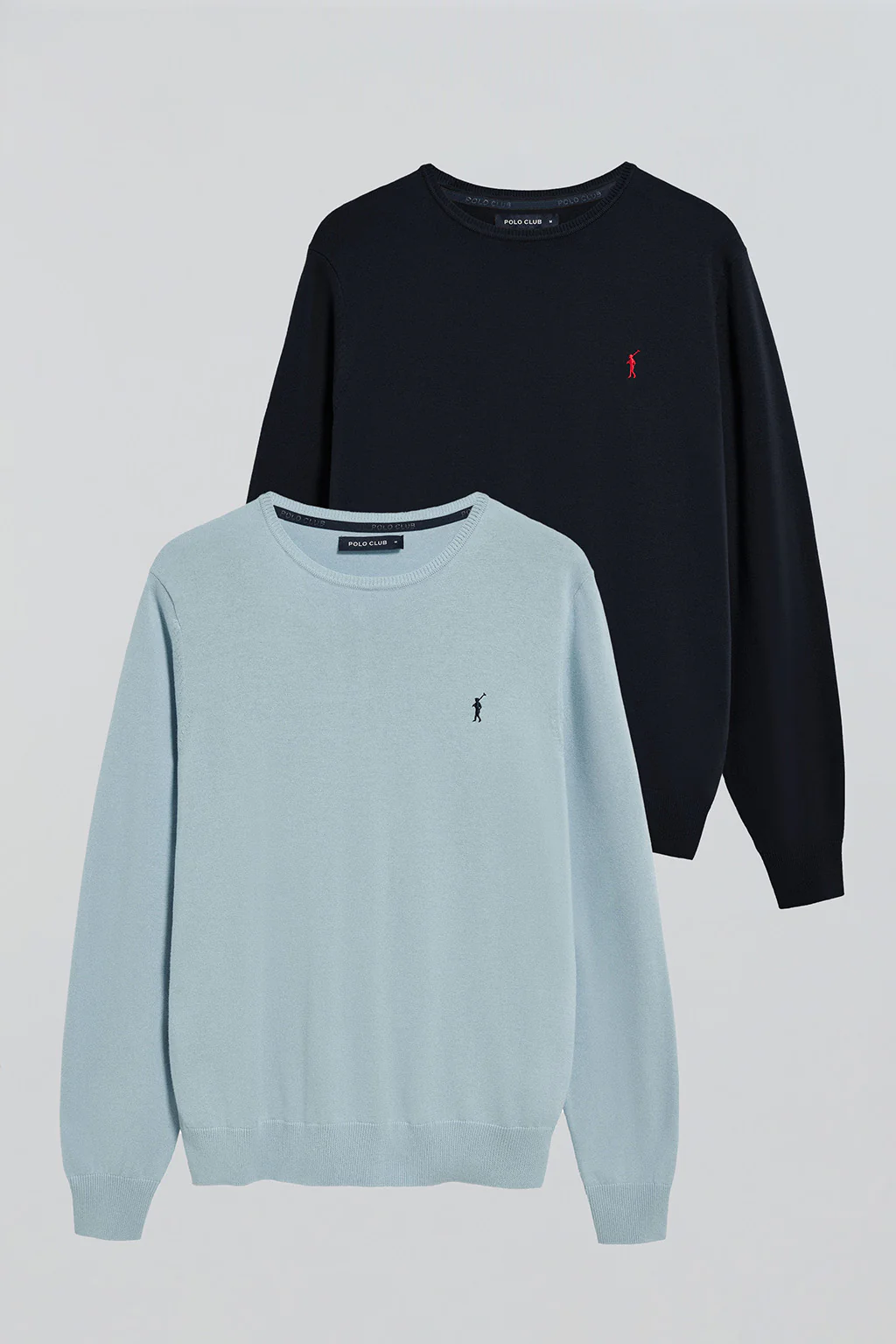 Round-neck knit jumper with Rigby Go embroidery 2 pack (navy blue and light blue)