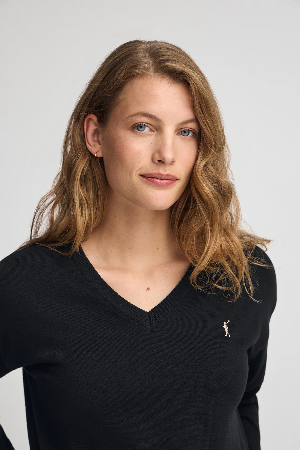 Women’s 2-pack cotton knit jumpers in black and pink marl with V-neck and Rigby Go embroidery - Image 8