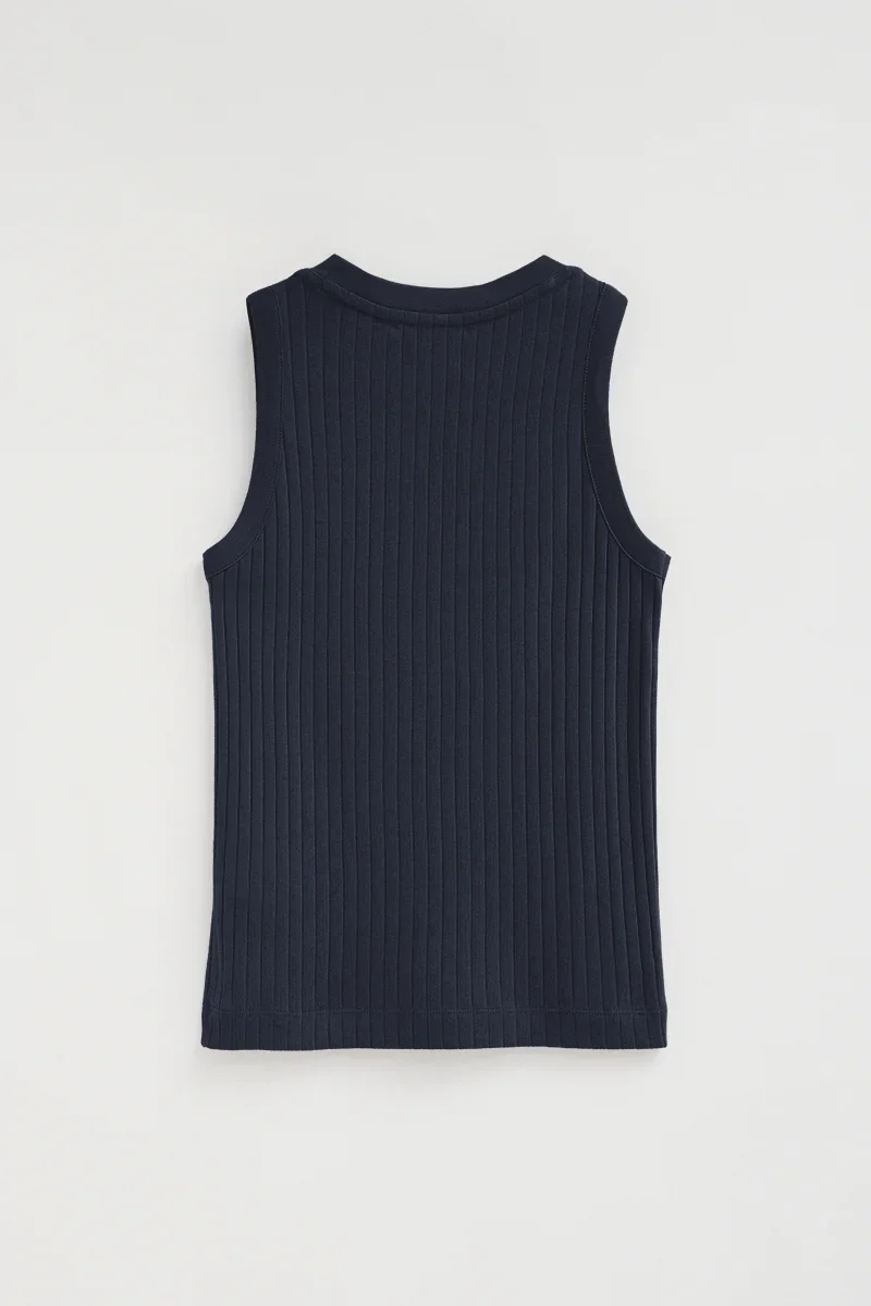 Women’s 2-pack sleeveless ribbed T-shirts in navy blue and white with Polo Club logo - Image 7