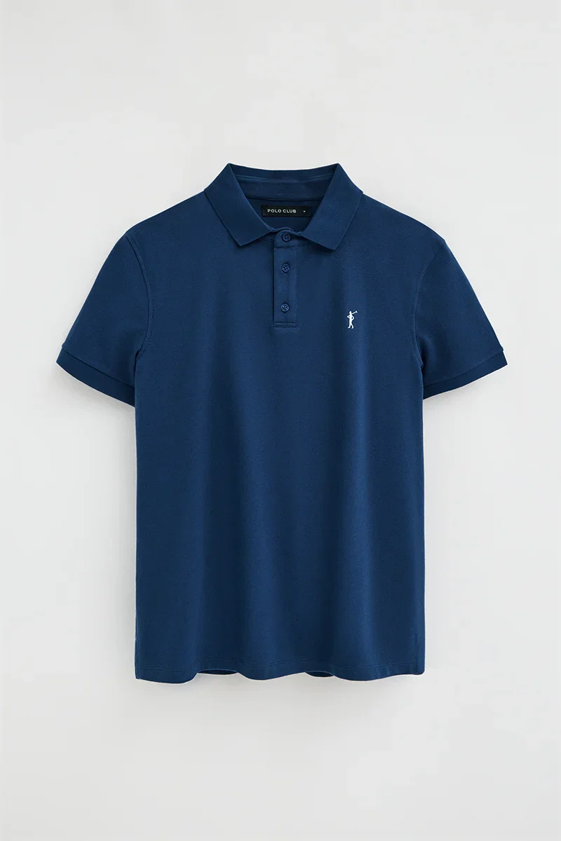 Men’s 3-pack polo shirts in black, white and indigo blue with slim fit and Rigby Go embroidery - Image 2