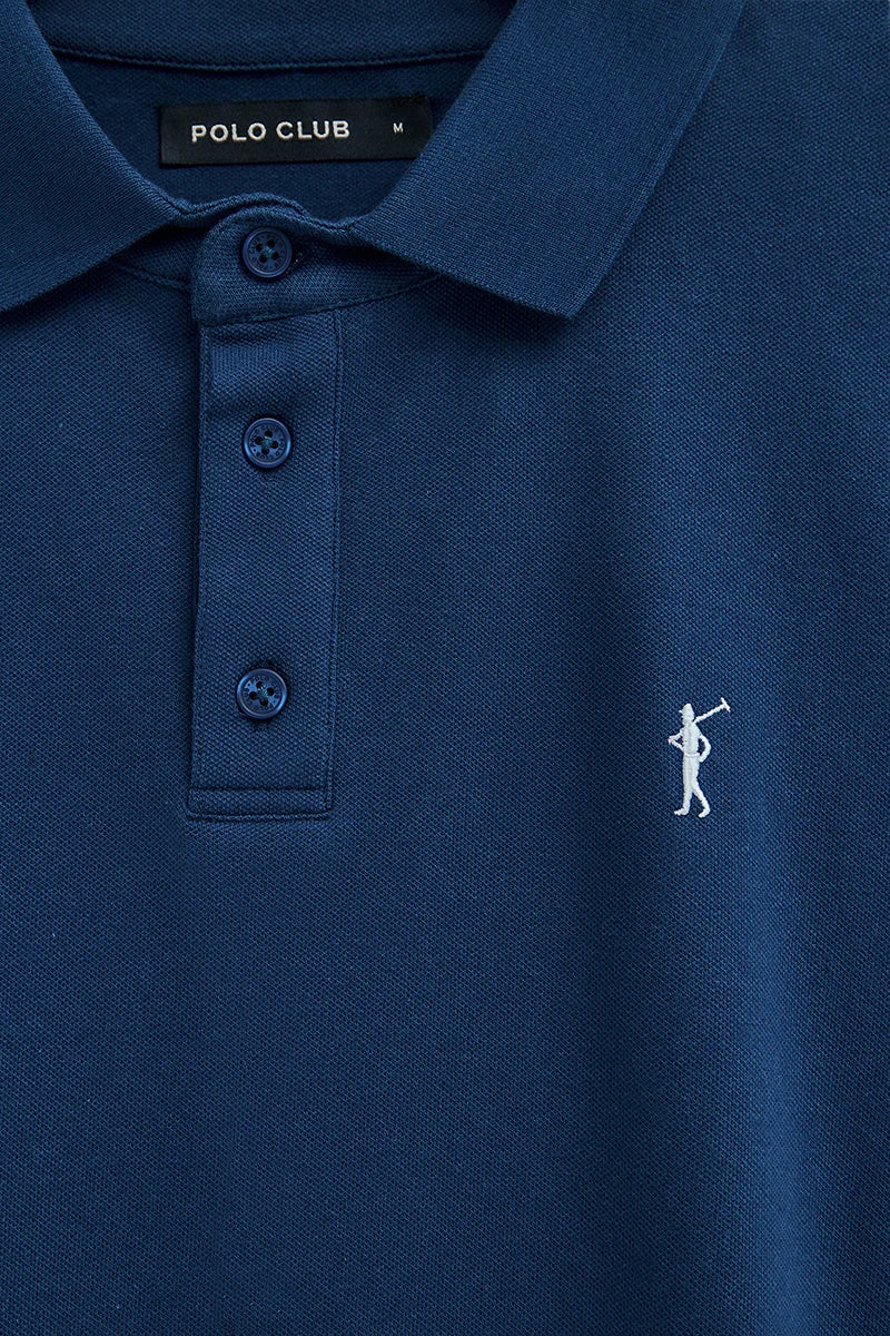 Men’s 3-pack polo shirts in black, white and indigo blue with slim fit and Rigby Go embroidery - Image 3