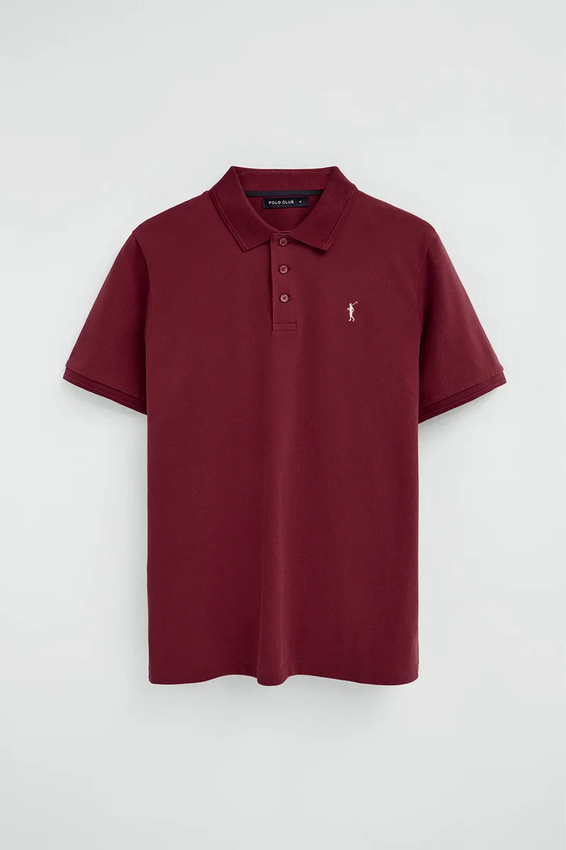 Men’s 3-pack polo shirts in denim blue, bottle green and maroon with short sleeves and Rigby Go embroidery - Image 2