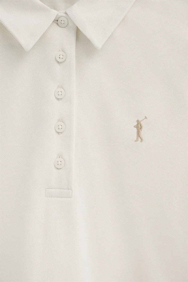 Women’s 3-pack polo shirts in navy blue, pink and nude with short sleeves, slim fit and Rigby Go embroidery - Image 3