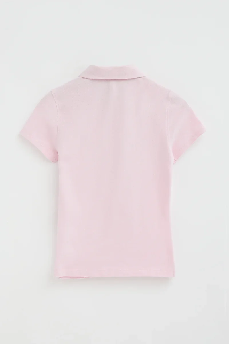 Women’s 3-pack polo shirts in navy blue, pink and nude with short sleeves, slim fit and Rigby Go embroidery - Image 7