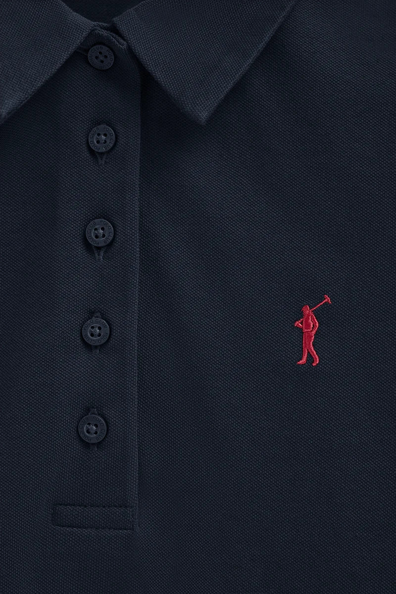 Women’s 3-pack polo shirts in navy blue, pink and nude with short sleeves, slim fit and Rigby Go embroidery - Image 9