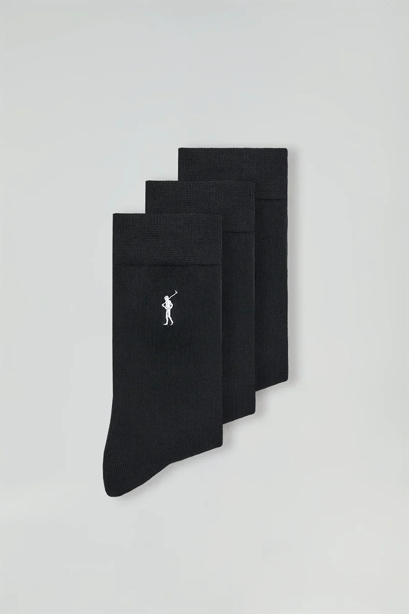 Men’s 3-pack black socks with Rigby Go logo
